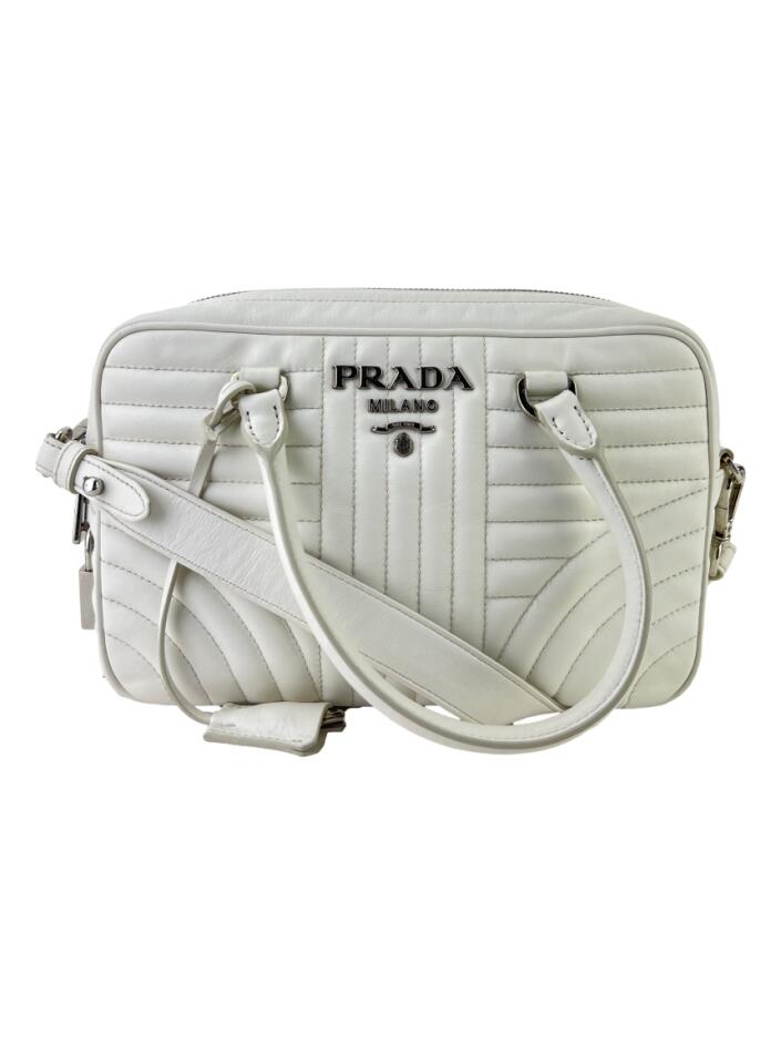 Bolsa Tote Prada Diagramme Soft Calf Branco Original IZS92