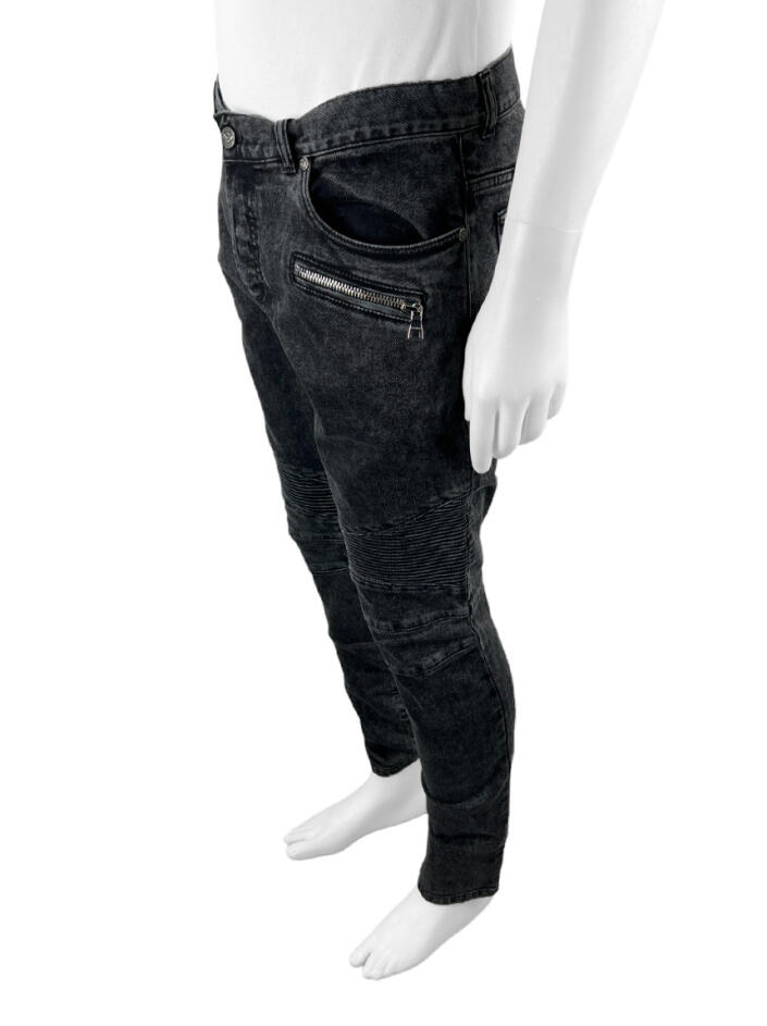 Calça Balmain Biker Jeans Preta - MDQ133 Original | Etiqueta Única
