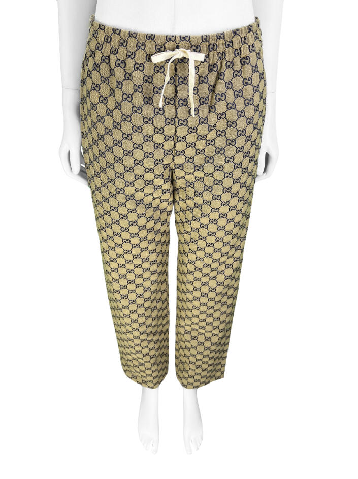 カプリコ垢【美品】GUCCI LOGO PATCH LOOSE PANT Calça Gucci Canvas Interlocking G - ADZA2 Original | Etiqueta Única