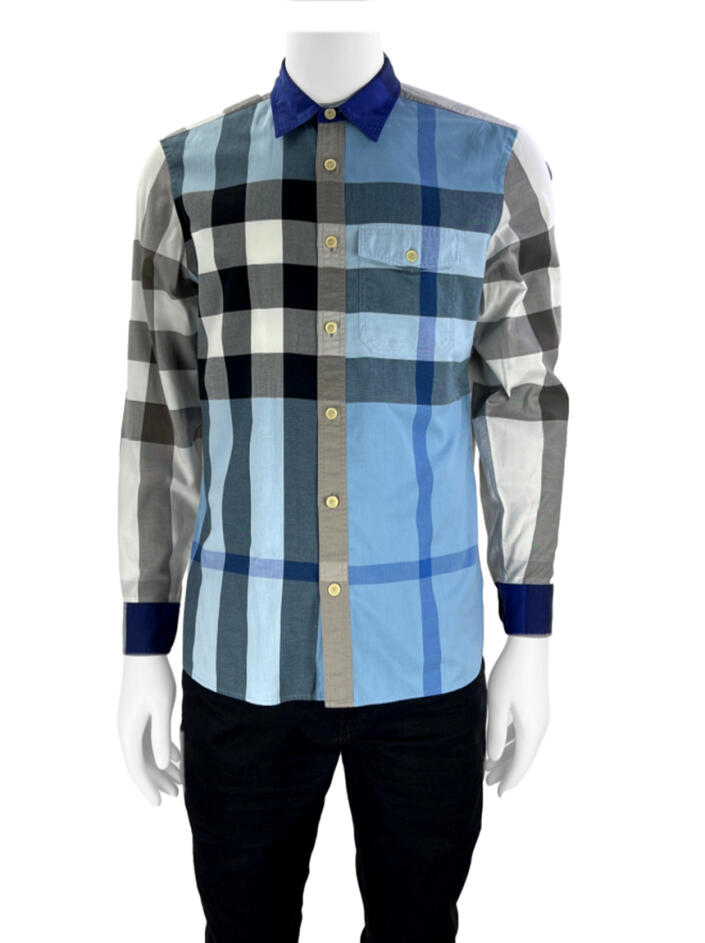 Camisa Burberry London England Xadrez Azul - EEY118 Original
