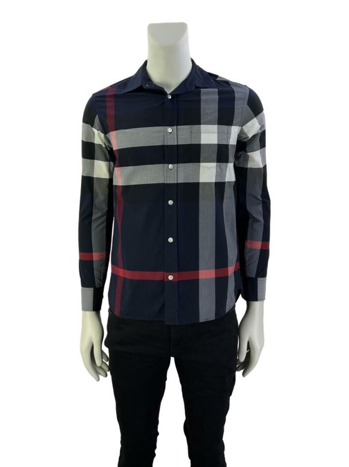 Camisa Burberry Xadrez Azul Marinho Original - ZSA59 | Etiqueta Única