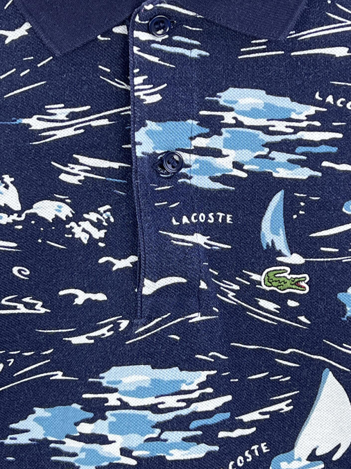 Camisa Lacoste Polo Estampada Azul Marinho - TNY78 Original