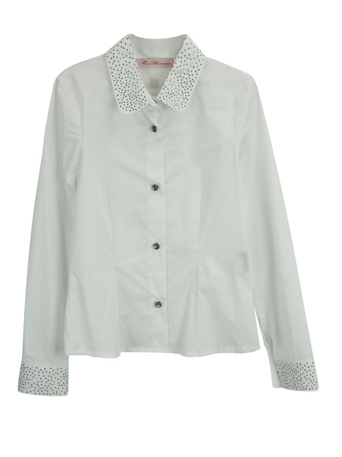 Camisa Miss Blumarine Branca Aplicações