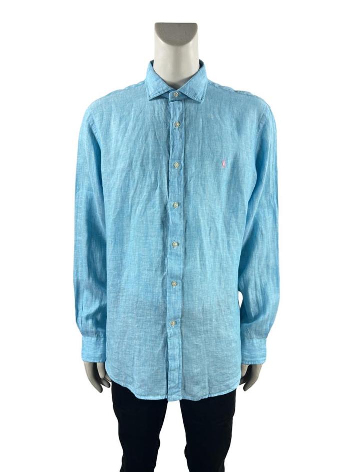 Camisa Polo Ralph Lauren Linho Azul - JMJ631 Original | Etiqueta Única