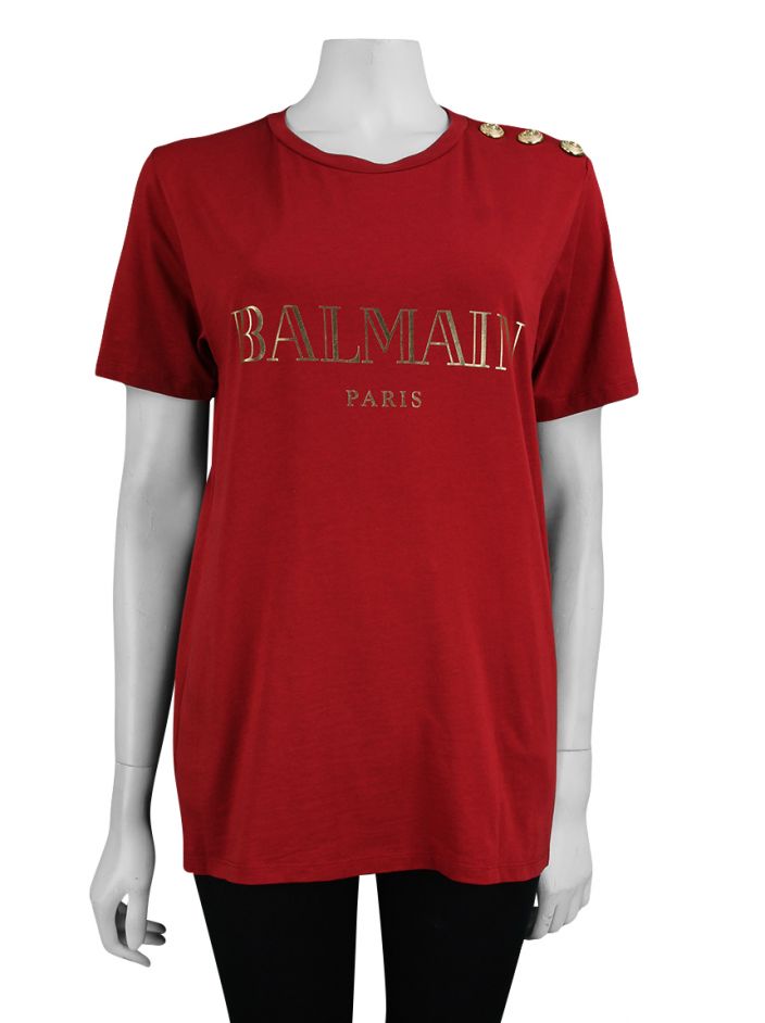 Camiseta Balmain Algodão Vermelha CBY33 Original Etiqueta Única