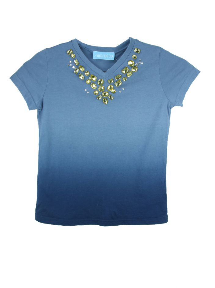 Camiseta Simonetta Azul Degradê Aplicações Infantil