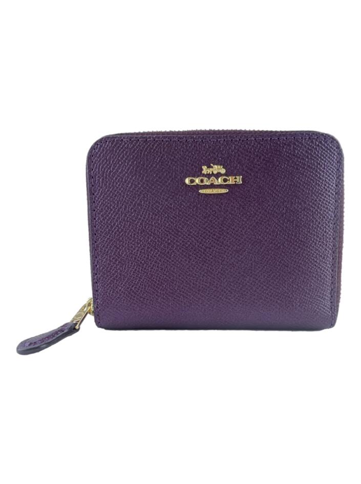 Carteira Coach Small Zip Couro Roxa - AEIZ19 Original | Etiqueta Única