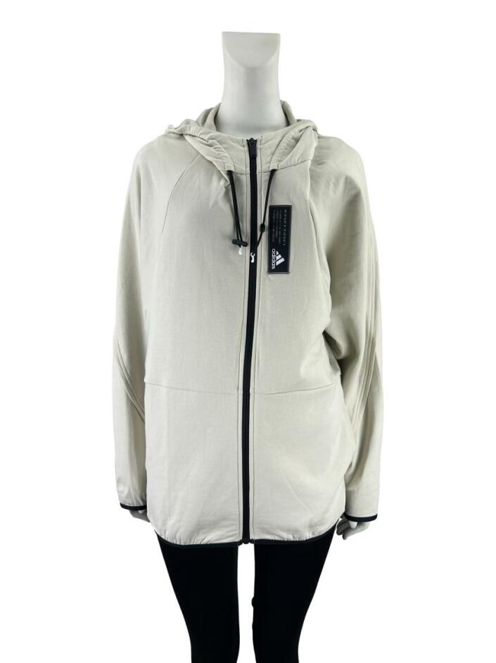 Casaco Adidas Moletom Loose-Fit Bege JYY58 Original Etiqueta Única