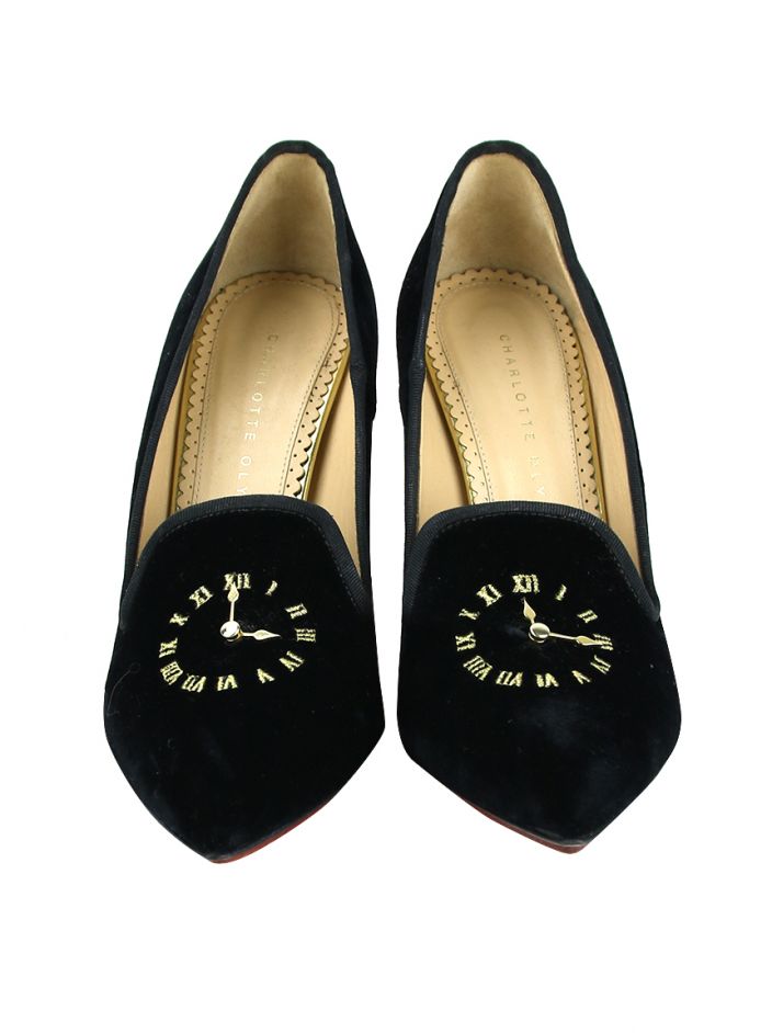 CHARLOTTE OLYMPIA フラットシューズ サイズ 39 Sapato Charlotte Olympia Clock Suede Pumps Preto - XL33 Original