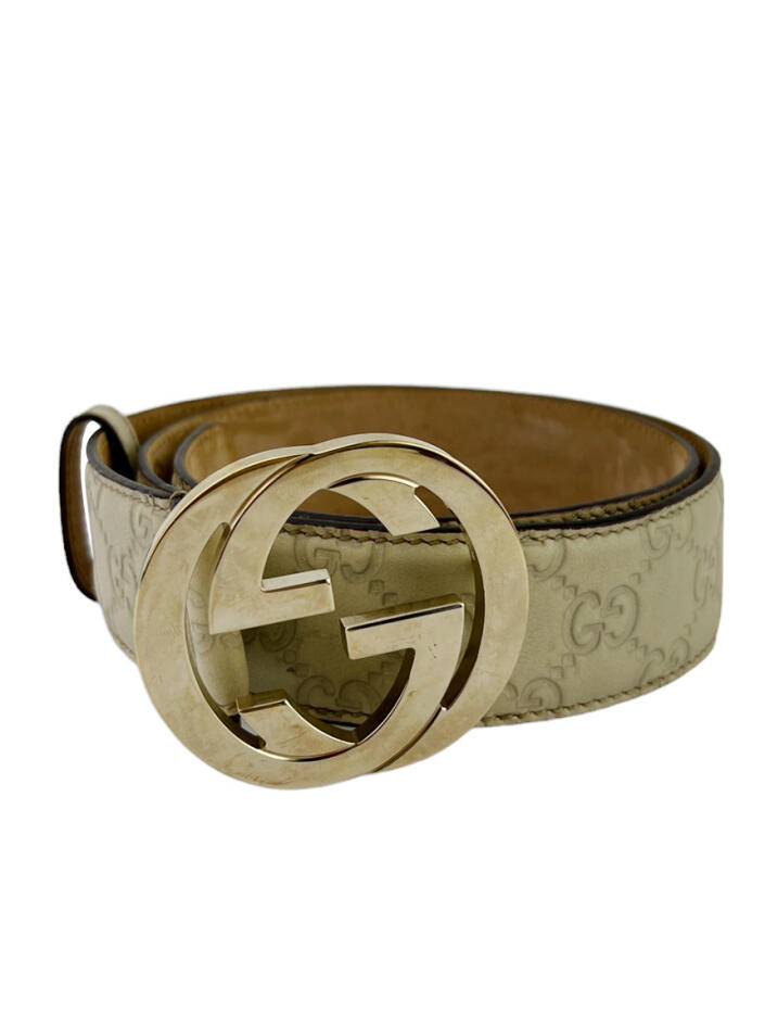 Cinto Gucci Interlocking G Off White - SZ5700 Original | Etiqueta