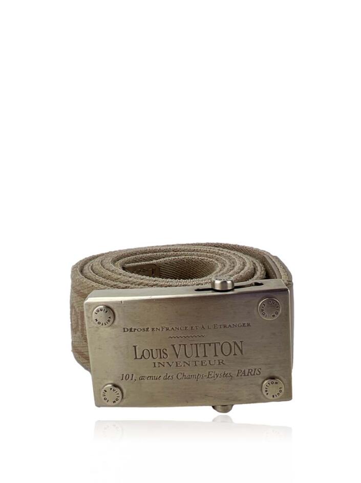 Cinto Louis Vuitton Original Camurça Initiales Cinza Masculino