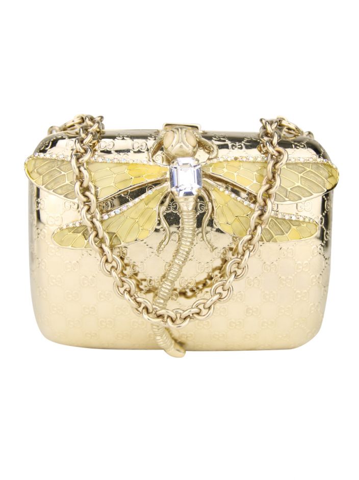 Clutch Gucci Dragonfly Minaudiere Evening Dourada Original PJ228