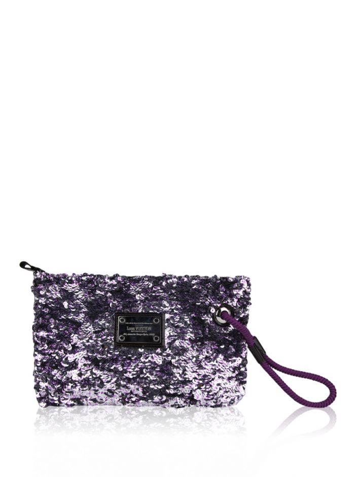 Louis Vuitton Rococo Silver & Purple Sequin Large Wristlet Pochette - SOLD