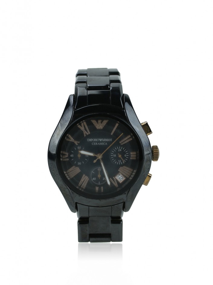 Emporio Armani Valente Chronograph Black Dial Black Ceramic