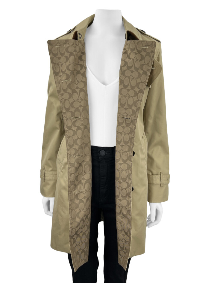 Casaco Coach Lapel Trench Bege - AEPY7 Original | Etiqueta Única