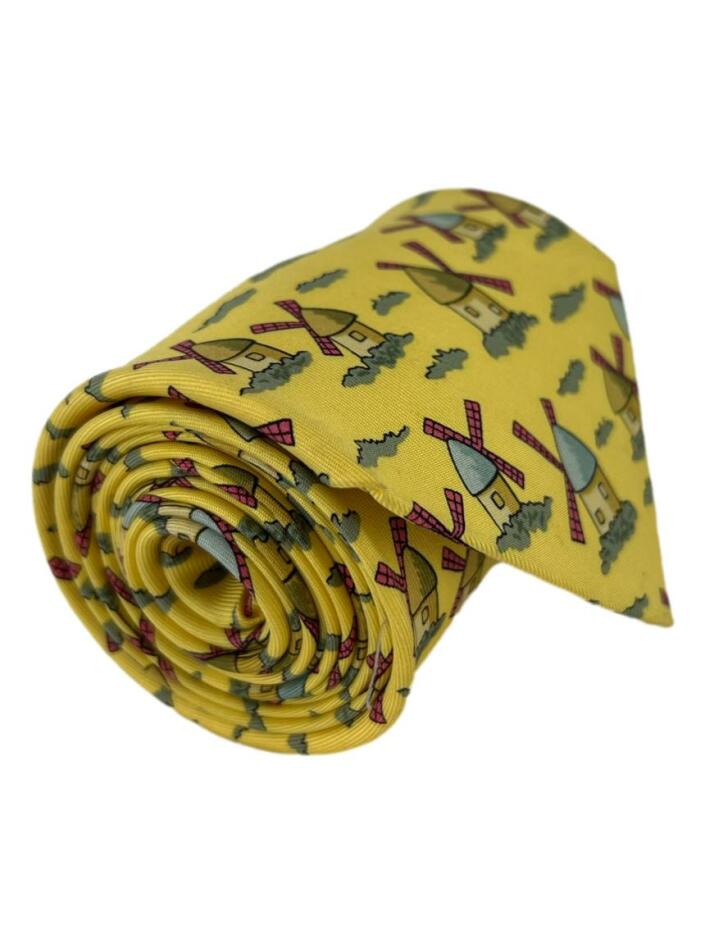 Gravata Hermès Seda Estampada - CQB561 Original | Etiqueta Única