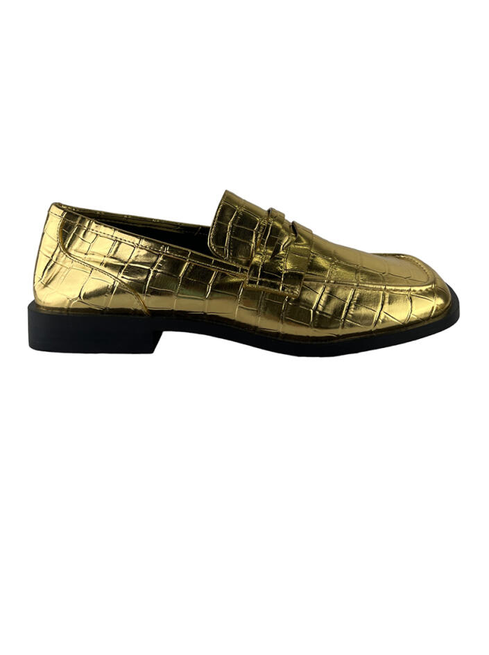 Mocassim Zara Couro Dourado CHK656 Original Etiqueta Única