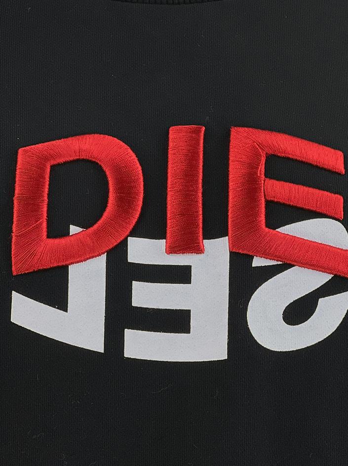 Moletom Diesel Logo Bordado Preto - QSV232 Original | Etiqueta Única