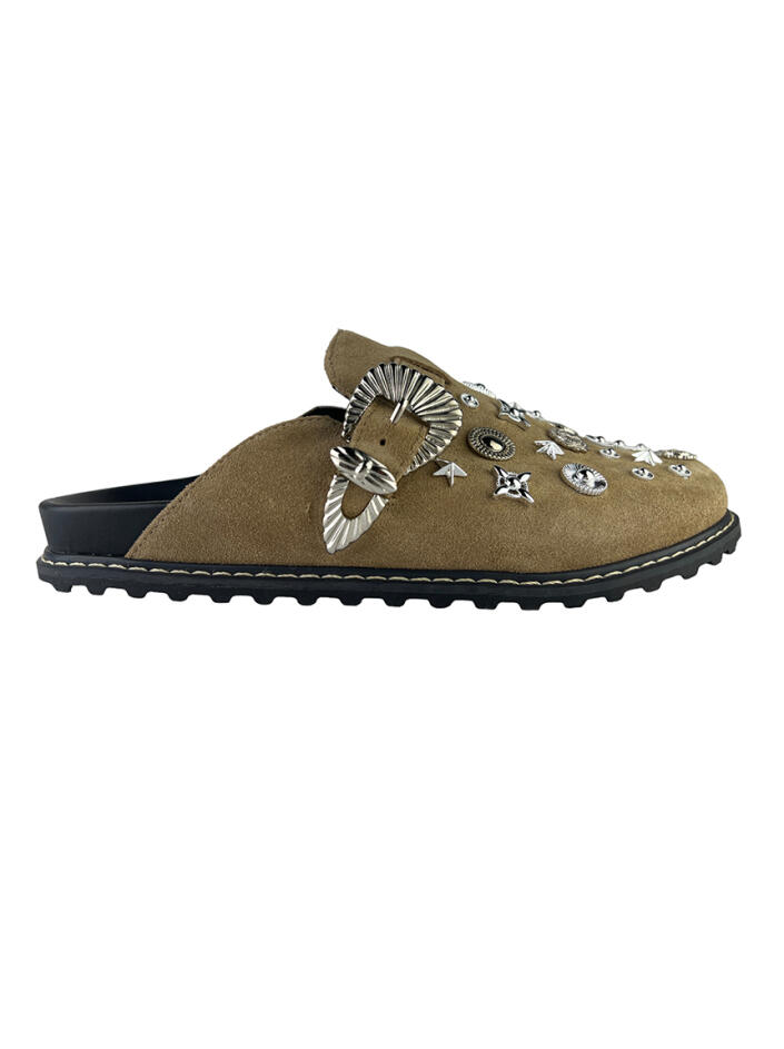 Mule Luiza Barcelos Camurça Bege - RJN906 Original | Etiqueta Única