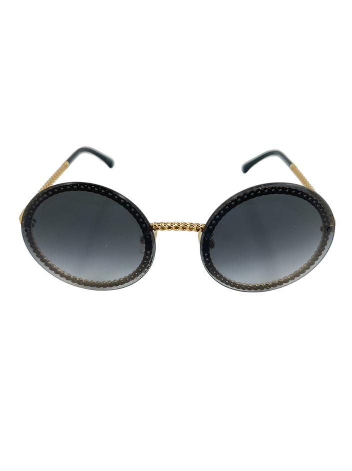 Óculos de Sol Chanel Round 4245 Pearl Chain Preto - CXRN6 Original