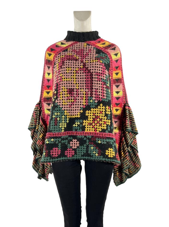 Poncho Cecilia Prado Tricot Estampado - DKP13 Original | Etiqueta