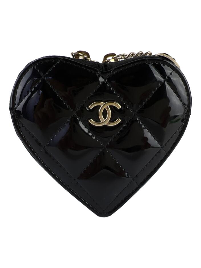 Porta Moedas Chanel Heart Verniz Preto - HXI28 Original | Etiqueta