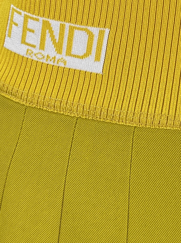 Saia Fendi Plissada Amarela - FLX425 Original | Etiqueta Única