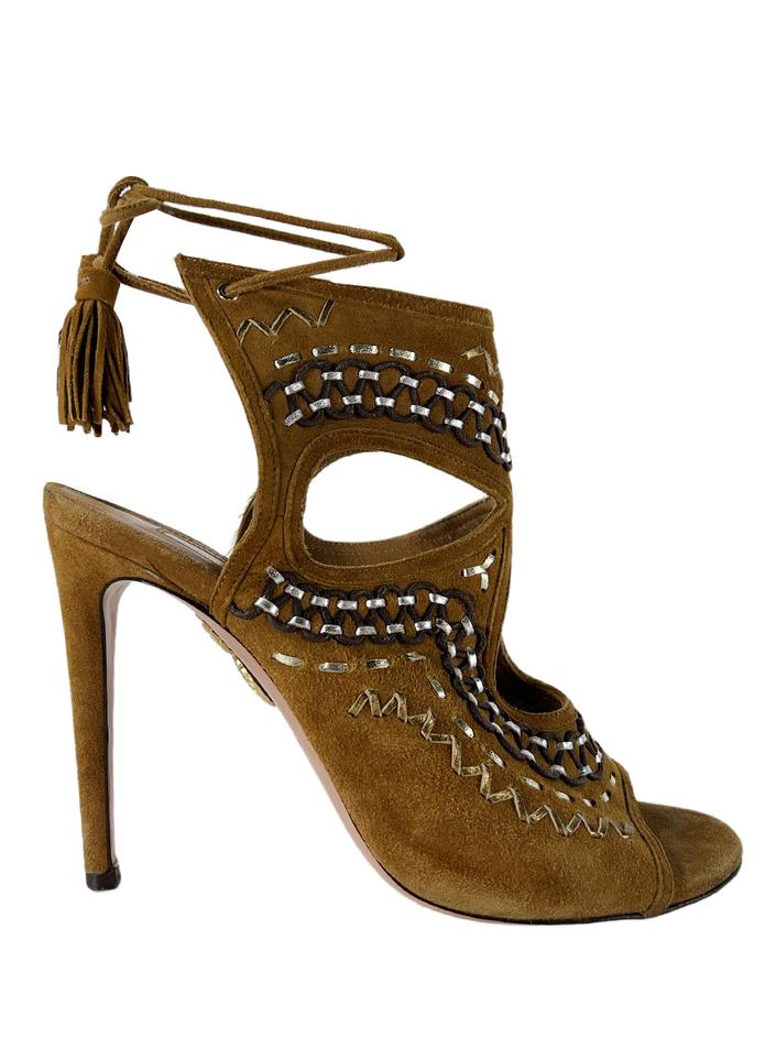 Sandália Aquazzura SUEDE CARAMELO - RYH1127 Original | Etiqueta Única