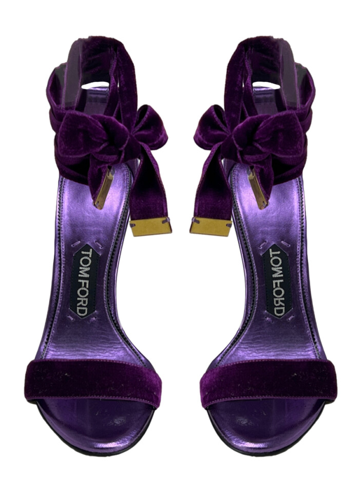 Sandália Tom Ford Veludo Roxo Original - AWU1415 | Etiqueta Única