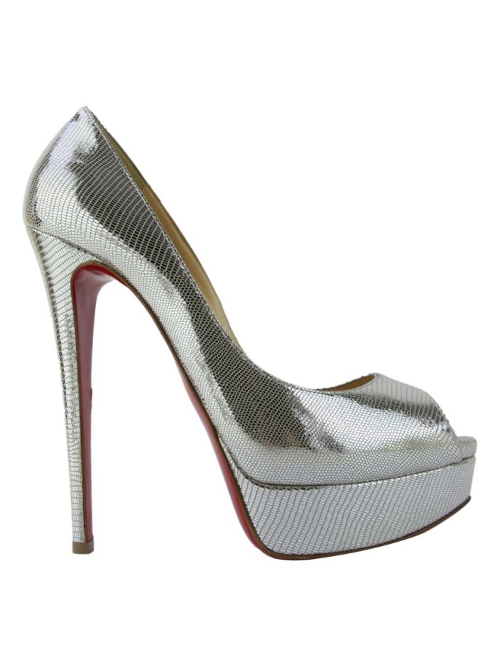 Sapato Christian Louboutin Lady Peep 150 Prata - ZKP1 Original