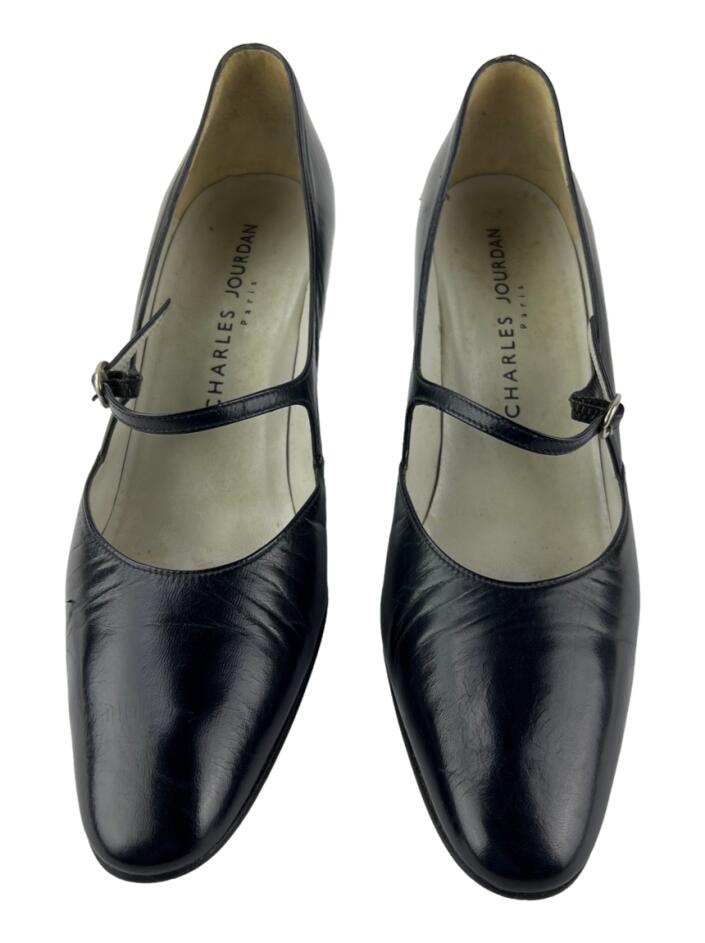 Sapato de Salto Charles Jourdan Vintage Couro Preto - BJV14