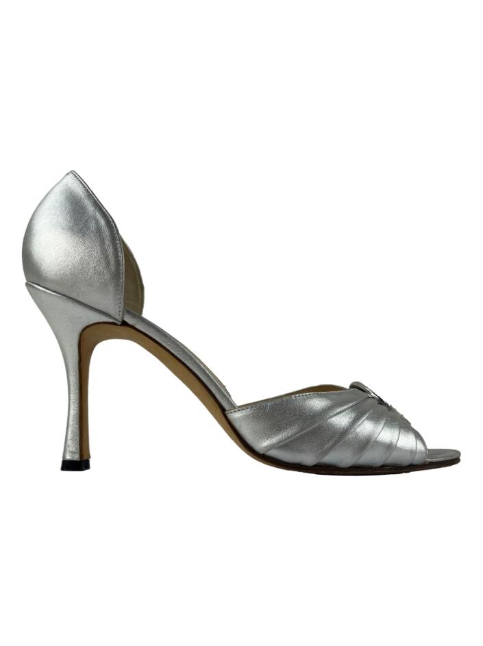 MANOLO BLAHNIK LISTONYシルバー sapato-de-salto-manolo-blahnik