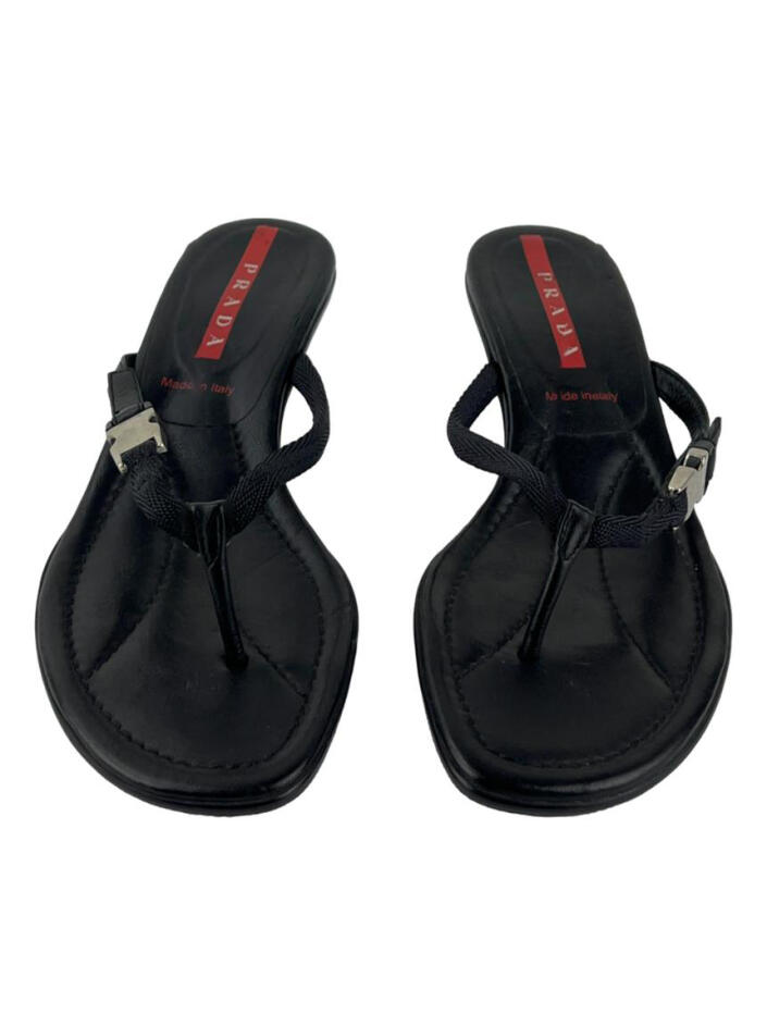 Sapato de Salto Prada Flip Flop Vintage Preta - FWZ14 Original
