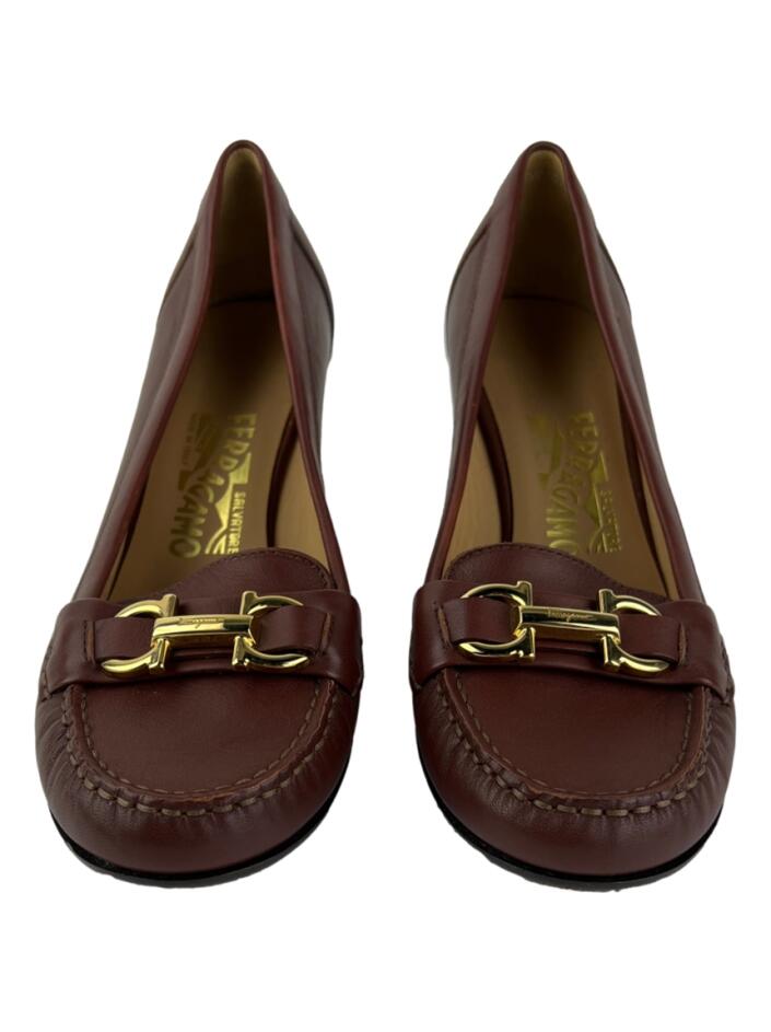 Sapato de Salto Salvatore Ferragamo Gancini Couro Vinho - BHIZ1