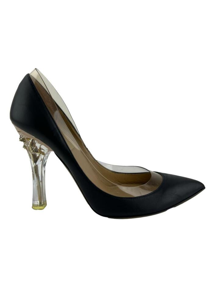 Sapato de Salto Valentino Scarpin PVC Preto BJZA54 Original