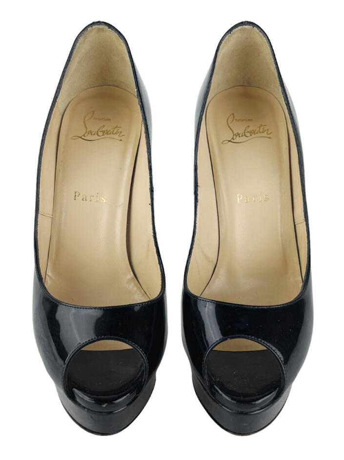 Scarpin Christian Louboutin Lady Peep Toe Preto - KDX32 Original Scarpin Christian Louboutin Lady Peep Toe Preto - KDX32 Original