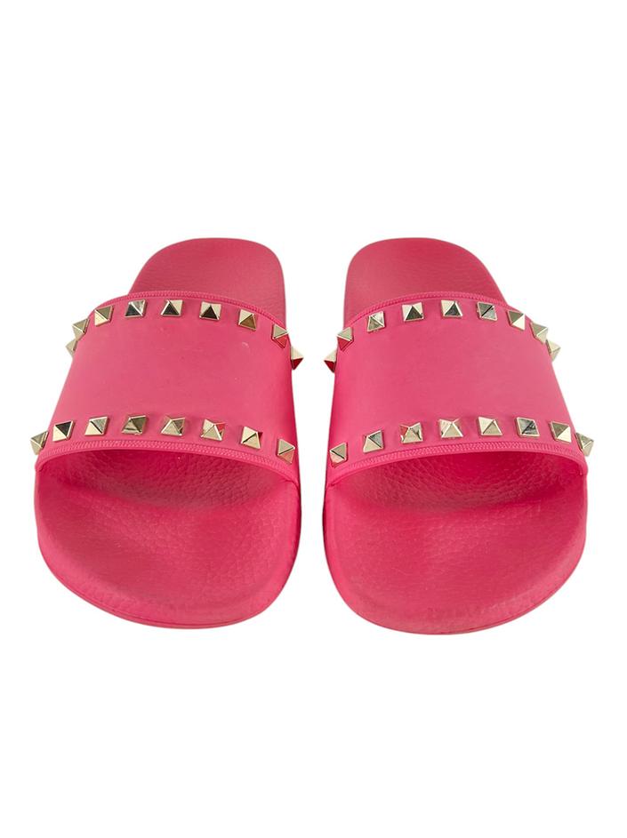 Slide Valentino Rockstud Rubber Rosa - BVV3536 Original | Etiqueta