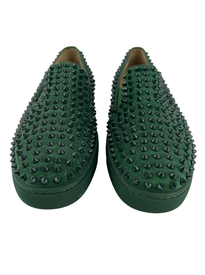 Tênis Christian Louboutin Roller Boat Spikes Veludo Verde - RFI11