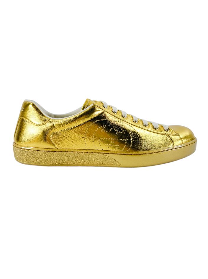 Tênis Gucci Ace Interlocking G Dourado - DGEA18 Original