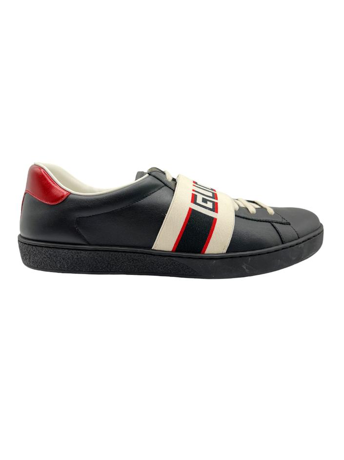 tenis-gucci-new-ace-logo-preto