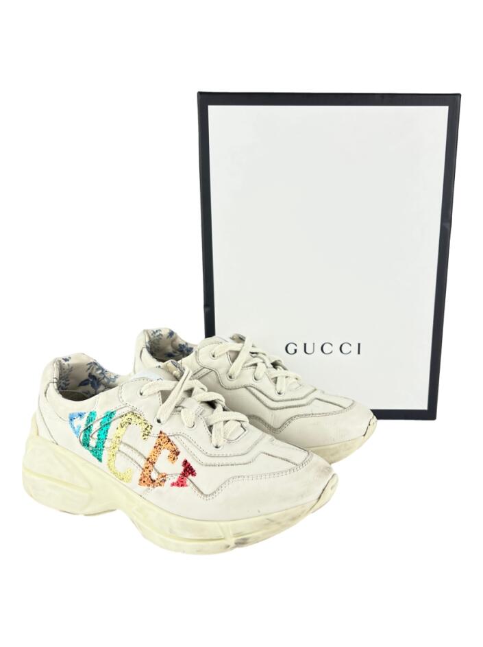 Gucci Rython De Singer Tênis Gucci Rython Glitter Branco - CALE1 Original | Etiqueta Única
