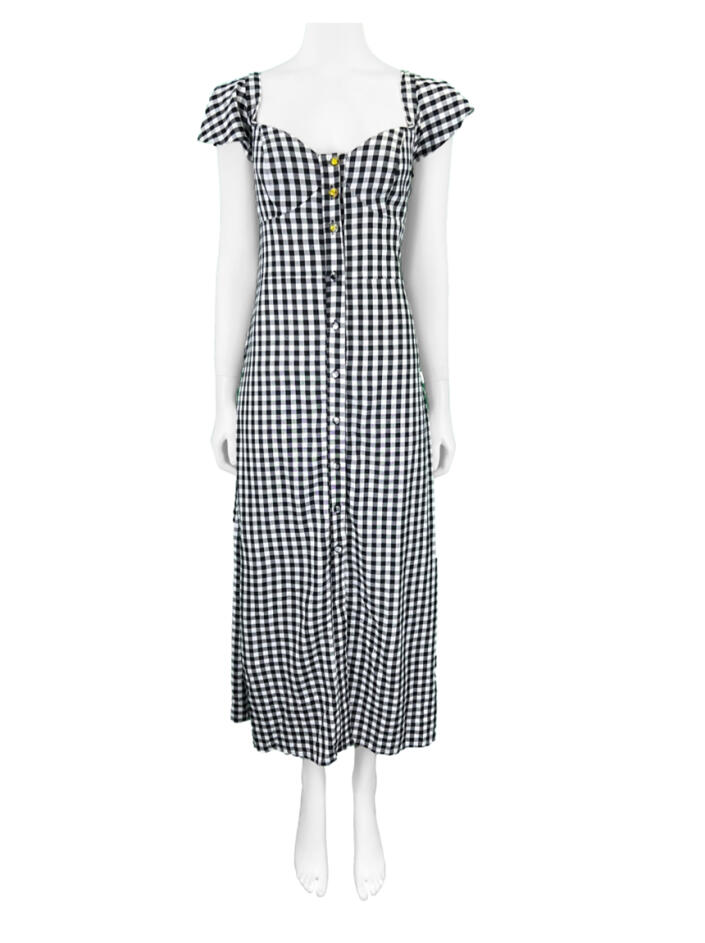 Vestido Carol Bassi Longo Xadrez - RLM51 Original | Etiqueta Única