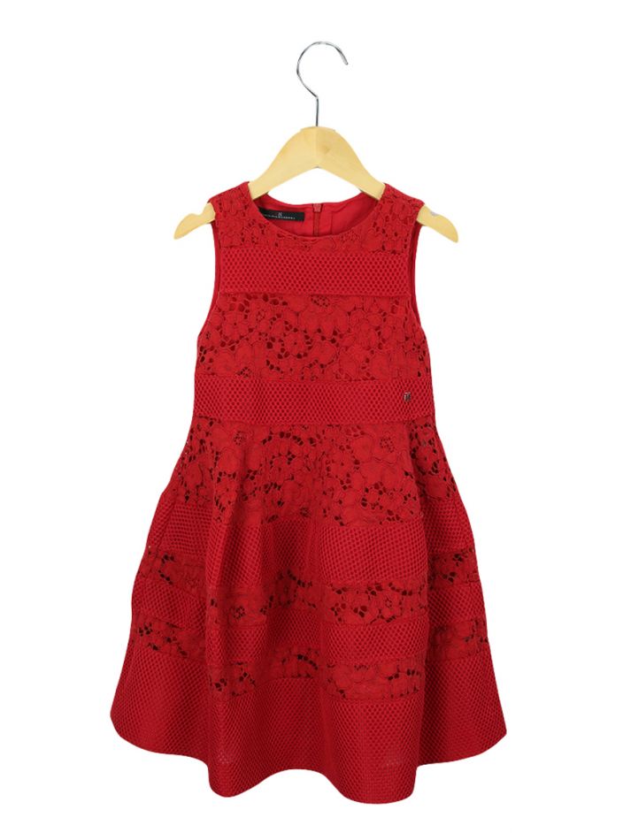 Vestido CH Carolina Herrera Renda Vermelho Infantil ACI266