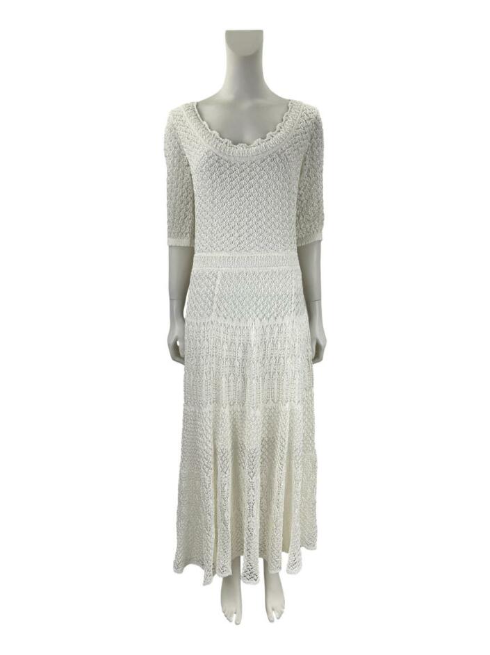 Vestido Galeria Tricot Longo Branco RJN674 Original Etiqueta Única