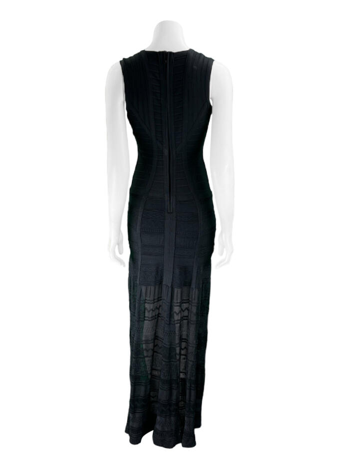 Robe Bandage HERVE LEGER Noir - Taille S, Manches 3/4, Perles - Occasion En Excellent état