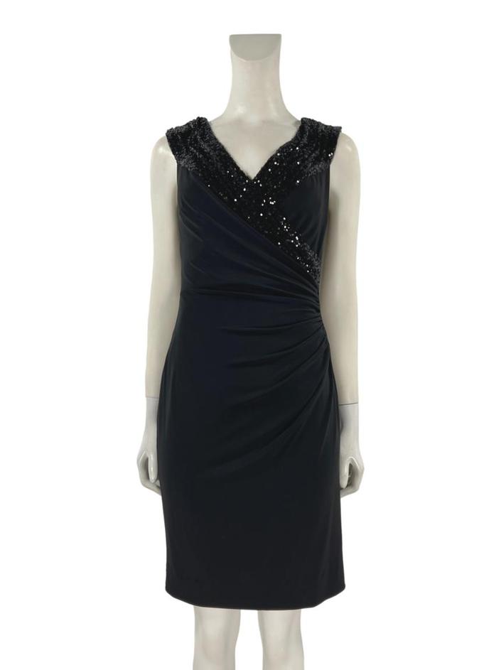 Vestido Lauren Ralph Lauren Paetês Preto CBML14 Original Etiqueta Única — free download