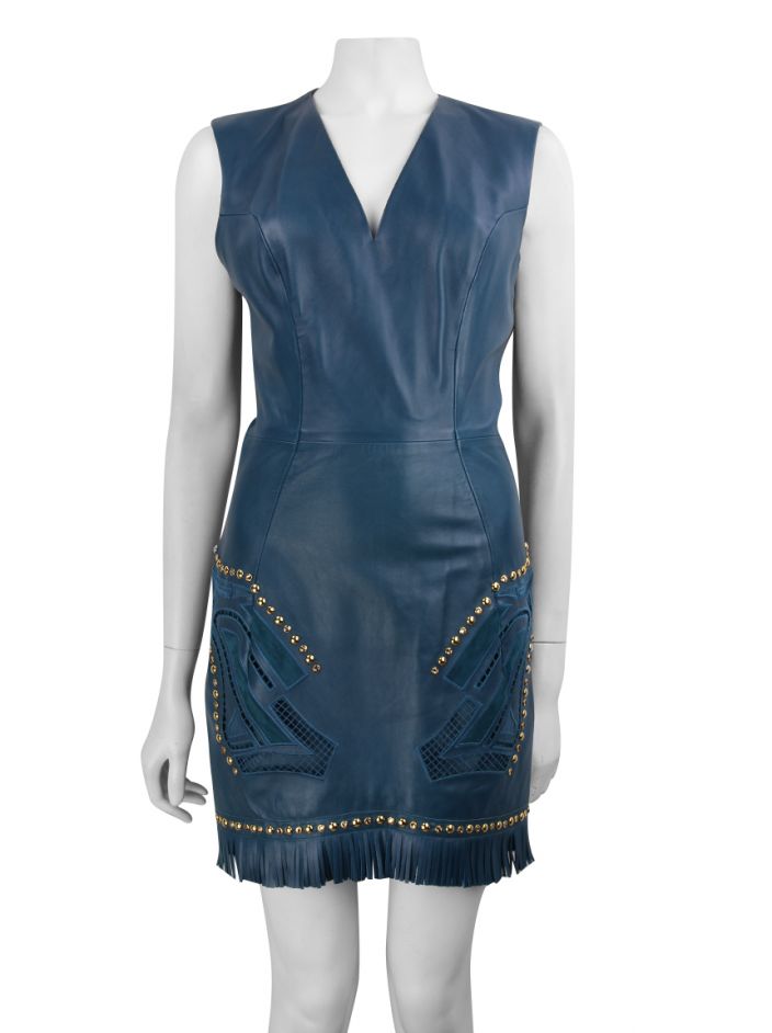 Vestido Versace Couro Verde