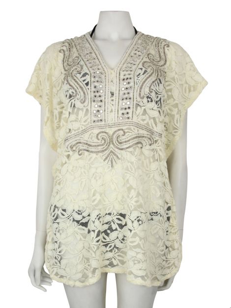 Saída de Praia Taj By Sabrina Crippa Renda Creme