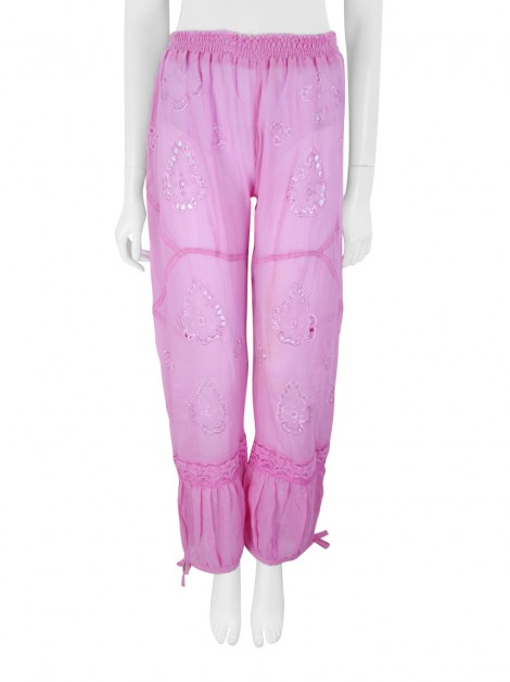 Calça Karim Bouriad Tecido Transparente Rosa