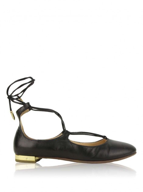 Sapatilha Aquazzura Couro Preto Infantil